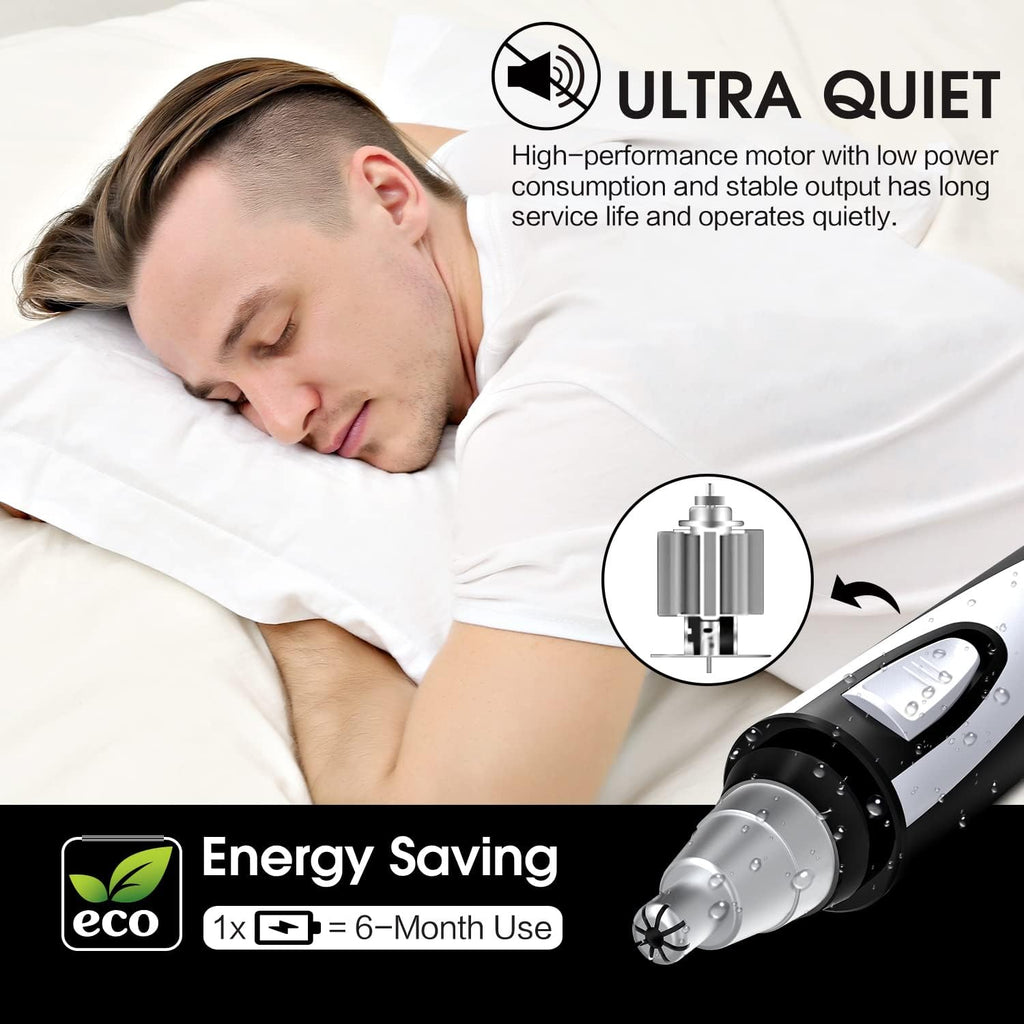 Ear Nose Hair Trimmer Dual Edge Blades Facial Hair Clipper, Black